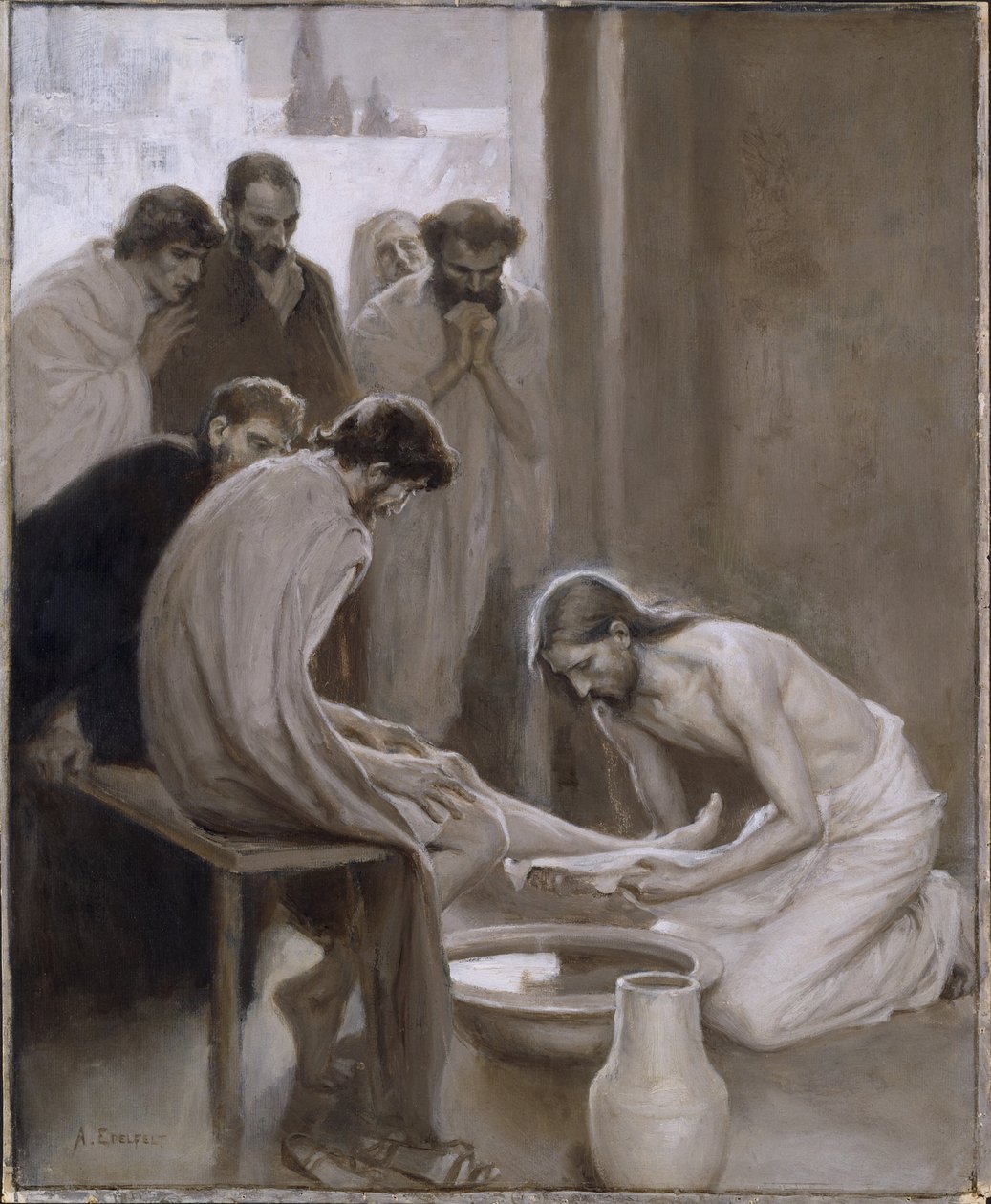 Jézus megmossa tanítványai lábát alkotó: Albert Edelfelt
