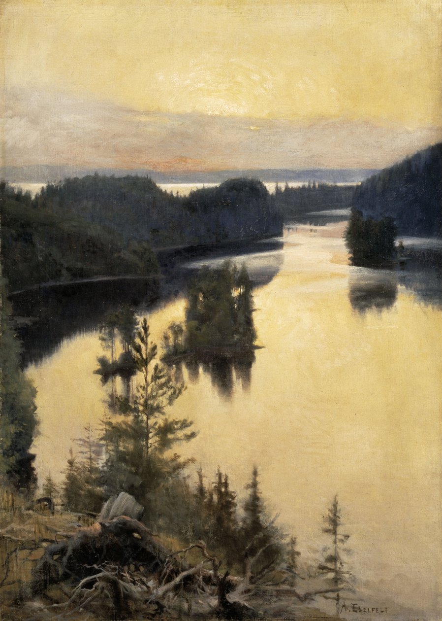 Kaukola -gerinc naplementekor alkotó: Albert Gustaf Aristides Edelfelt