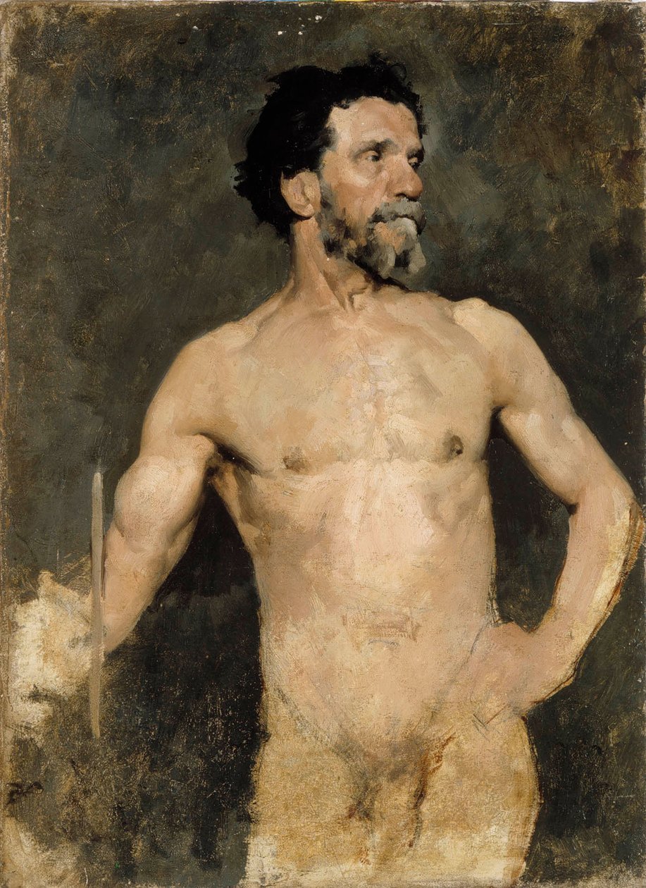 Férfi modell, tanulmány alkotó: Albert Edelfelt