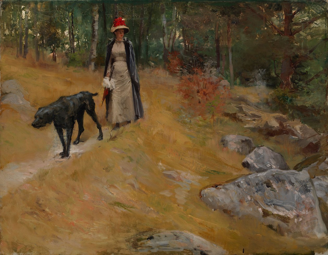 A part mentén (Annie Edelfelt egy kutyával) alkotó: Albert Edelfelt