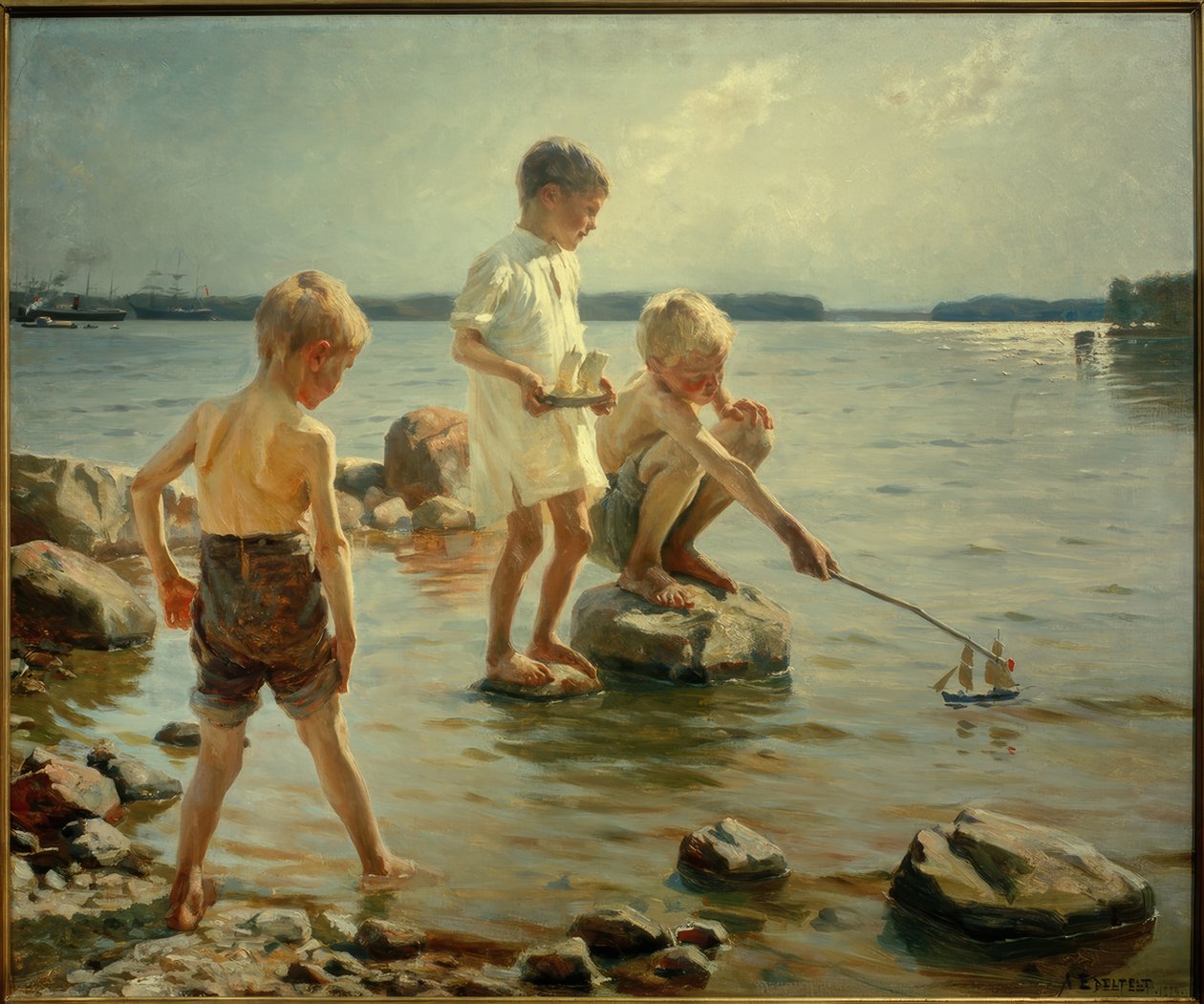 Fiúk játszanak a tengerparton alkotó: Albert Gustaf Aristides Edelfelt