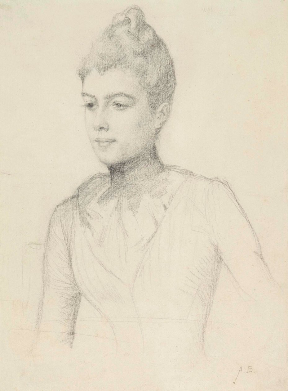 Elisabeth Marti (születési neve: Grosjean) portréjához készült vázlat; Női mellszobor alkotó: Albert Edelfelt