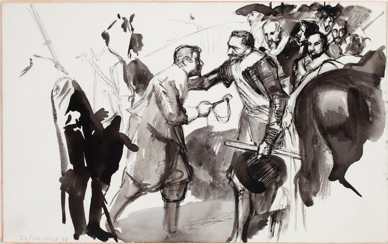 Breda megadása, vázlat Diego Velázquez nyomán alkotó: Albert Edelfelt