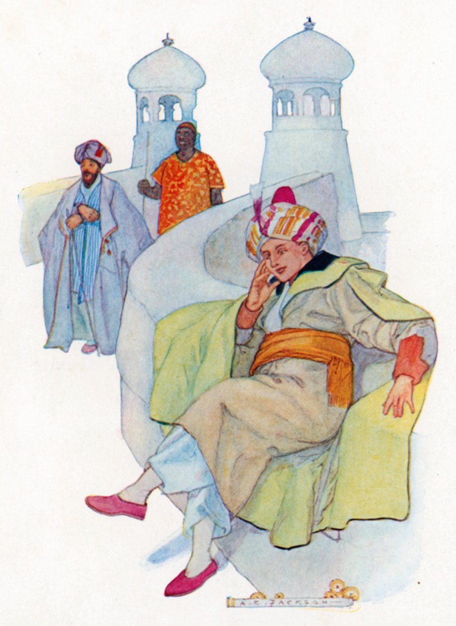 Abov Hassan ült a hídon (színes litográfia) alkotó: Albert Edward Jackson