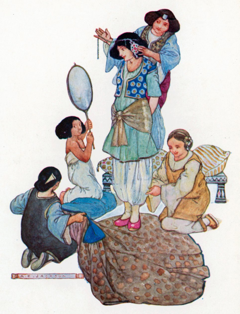 Felvette leggazdagabb öltözékét (színes litográfia) alkotó: Albert Edward Jackson