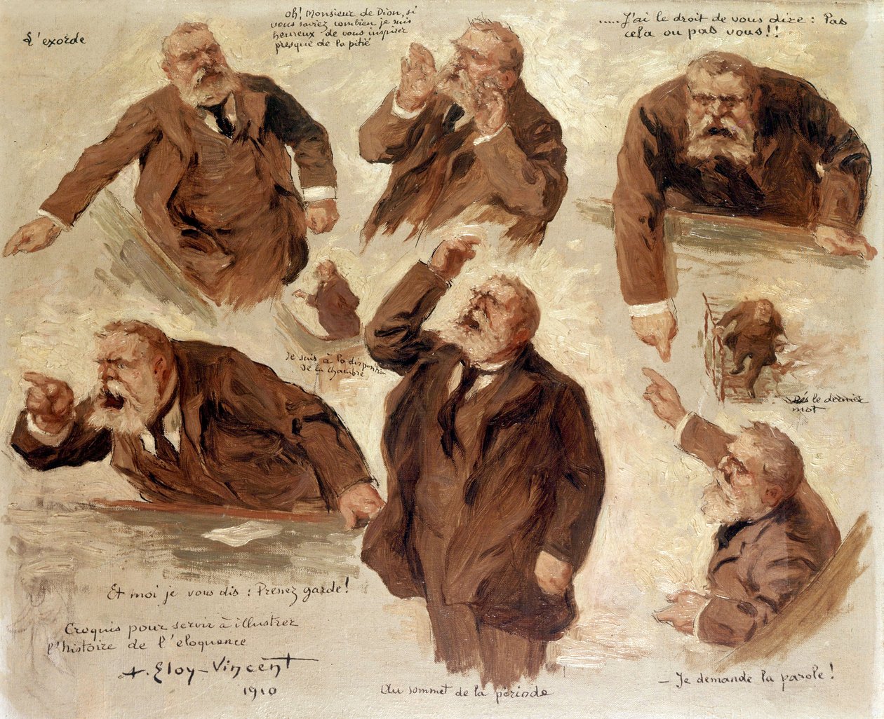 Jean Jaures különböző kifejezései, 1910 alkotó: Albert Eloy Vincent