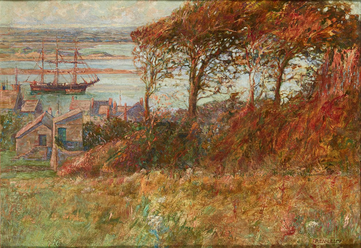 Copse felett a kikötő ősszel ( olaj, vászon) alkotó: Albert Ernest Victor Lilley
