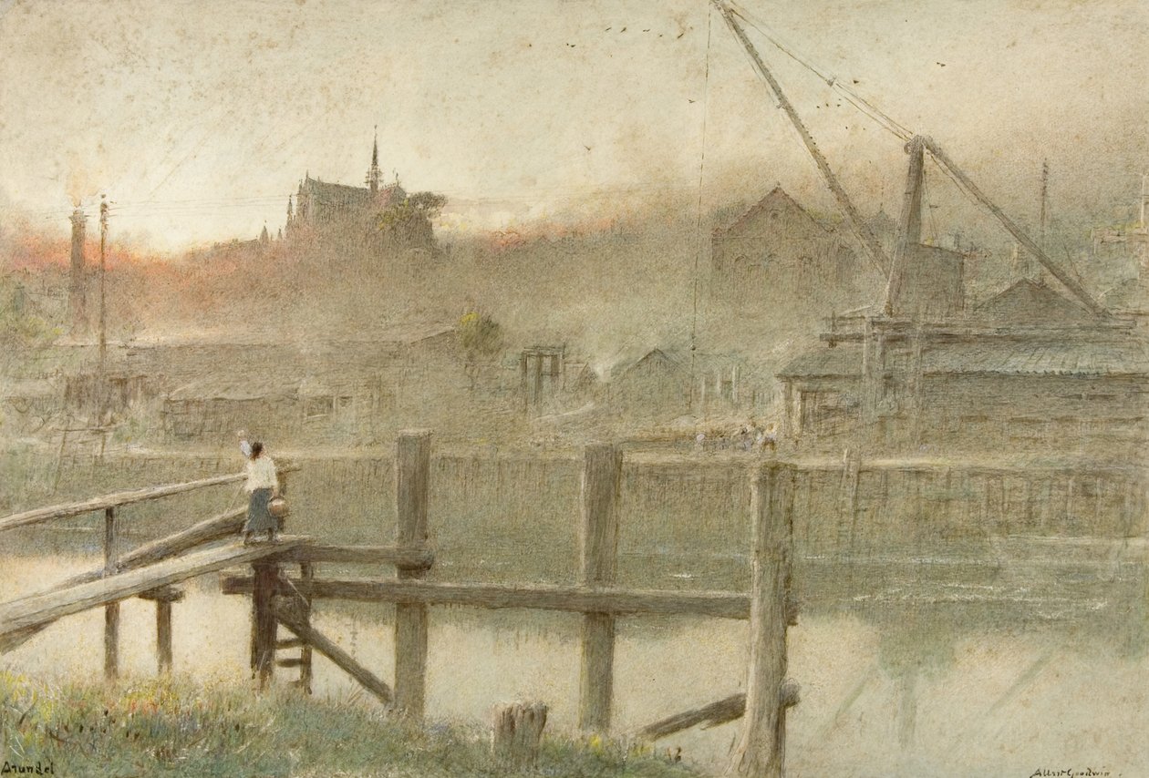 Arundel (akvarell, testfesték és ceruza papíron) alkotó: Albert Goodwin