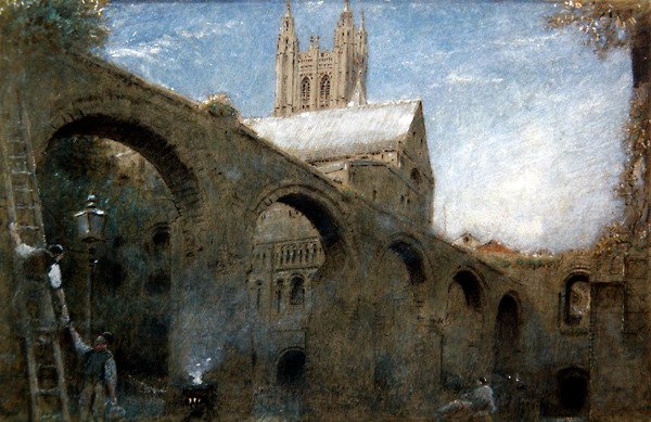 Canterbury (toll és tinta akvarellel és testfestékkel papíron) alkotó: Albert Goodwin