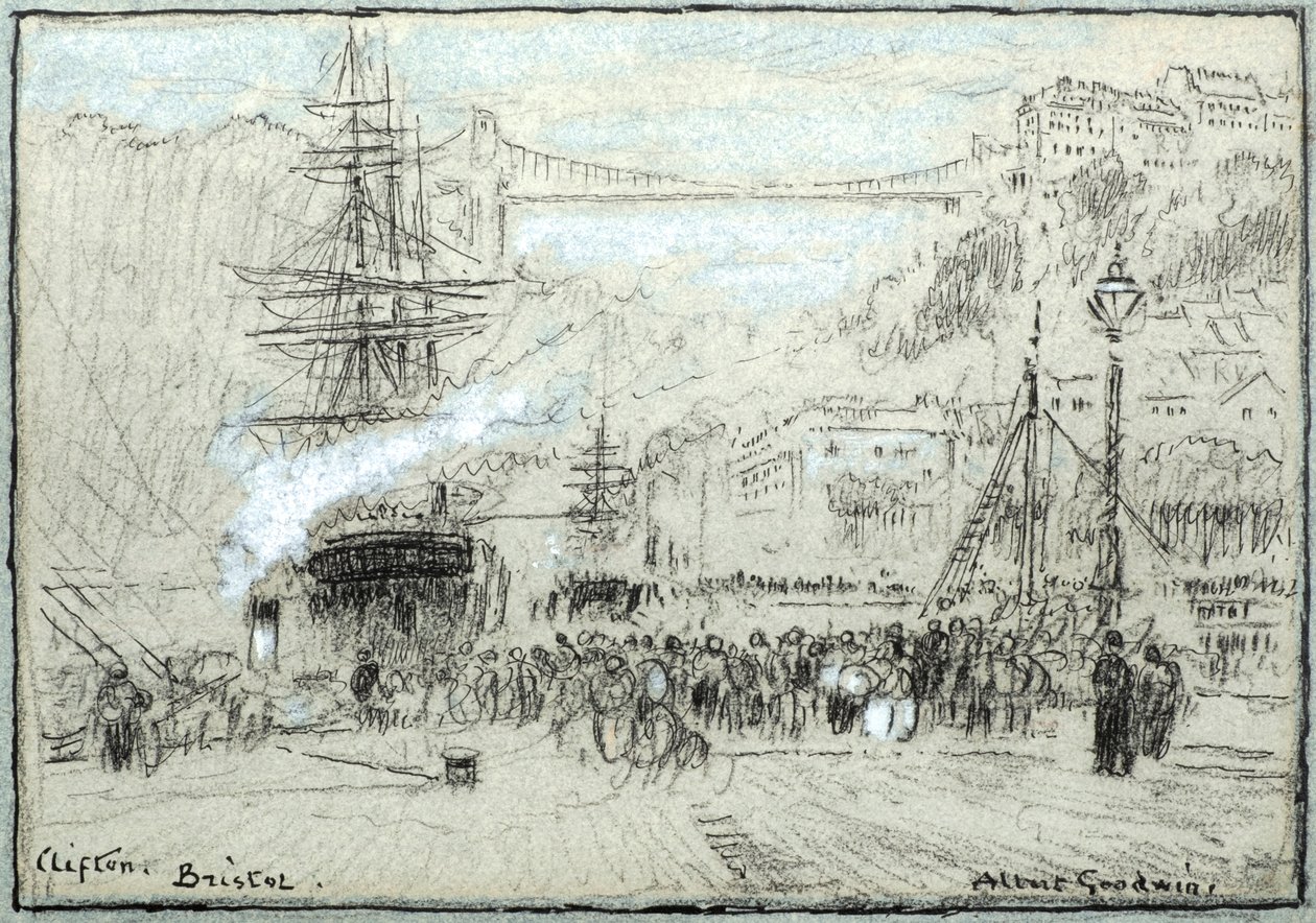 Clifton, Bristol (tus, kréta és testfesték) alkotó: Albert Goodwin