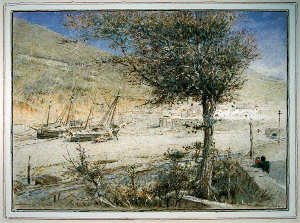 Combe Martin, Devon (akvarell papíron) alkotó: Albert Goodwin
