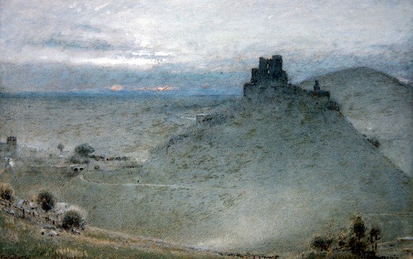 Corfe kastély (toll és tinta akvarellel és testfestékkel papíron) alkotó: Albert Goodwin