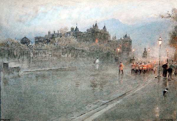 Holyrood, Edinburgh (toll és tinta akvarellel papíron) alkotó: Albert Goodwin