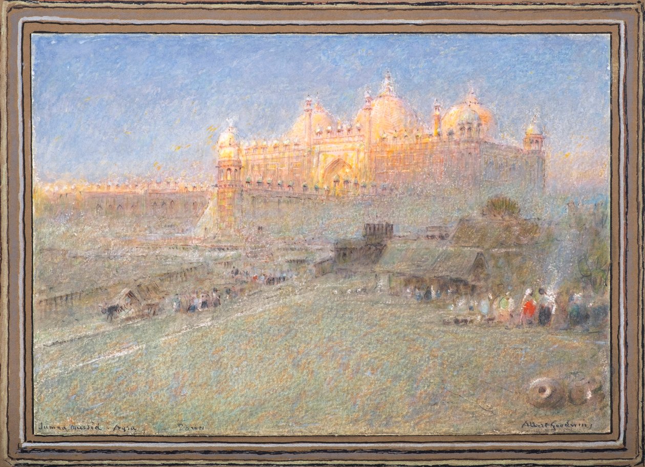 Jumna Musjid, Agra, Hajnal (akvarell, testfestékkel és tussal) alkotó: Albert Goodwin