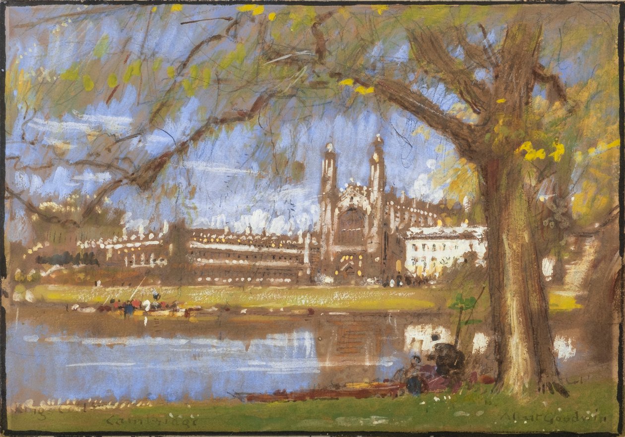 Kings College, Cambridge (akvarell és testfesték ceruzával, színezett papírra) alkotó: Albert Goodwin