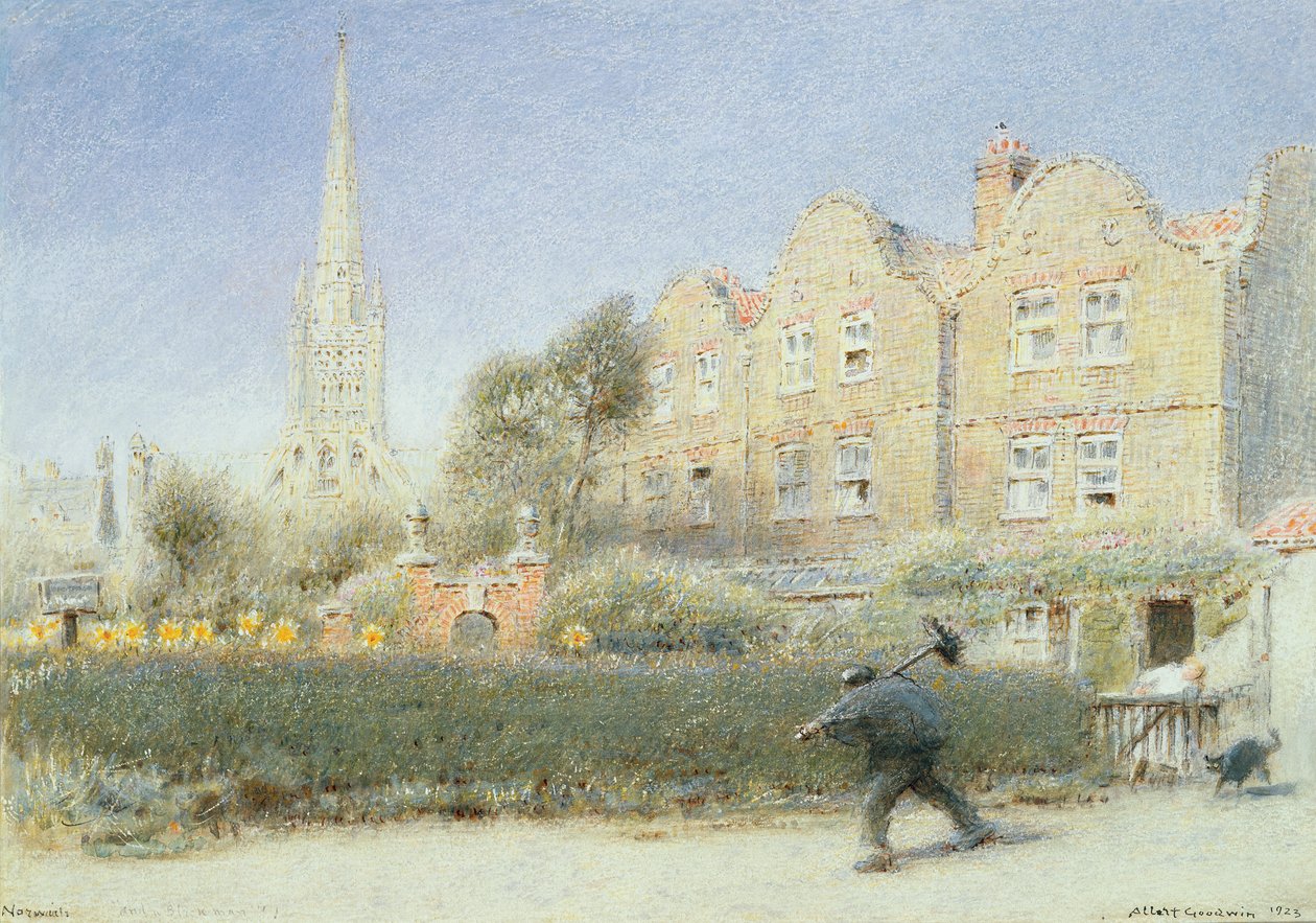 Norwich és a kéményseprő, 1923 (wc papíron) alkotó: Albert Goodwin
