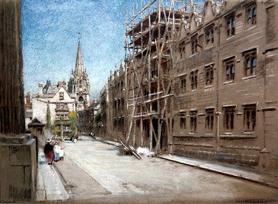 Oriel College, Oxford (akvarell és testfesték színezett papíron) alkotó: Albert Goodwin