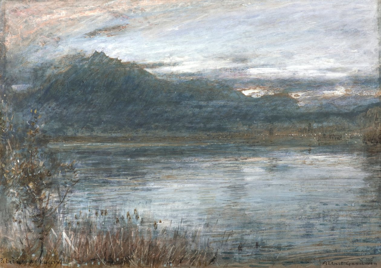 Pilatus  Lucerne (akvarell és testfesték színezett papírra) alkotó: Albert Goodwin