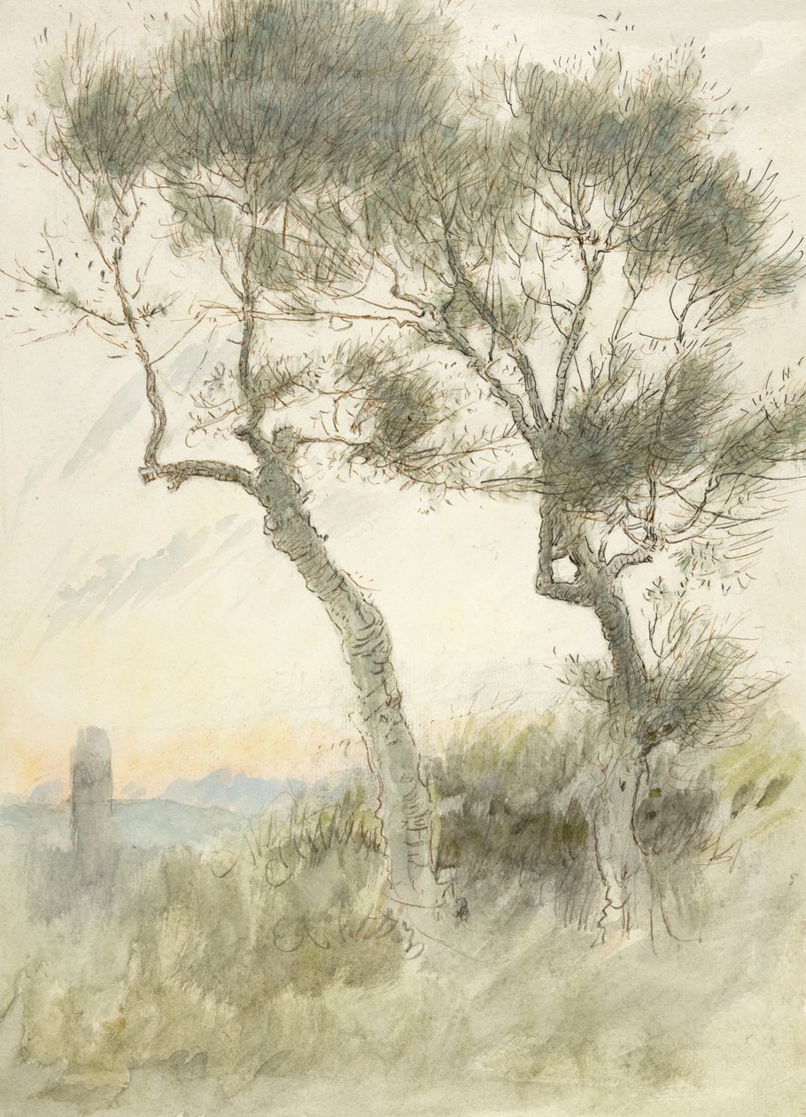 Két fa tanulmányozása alkotó: Albert Goodwin