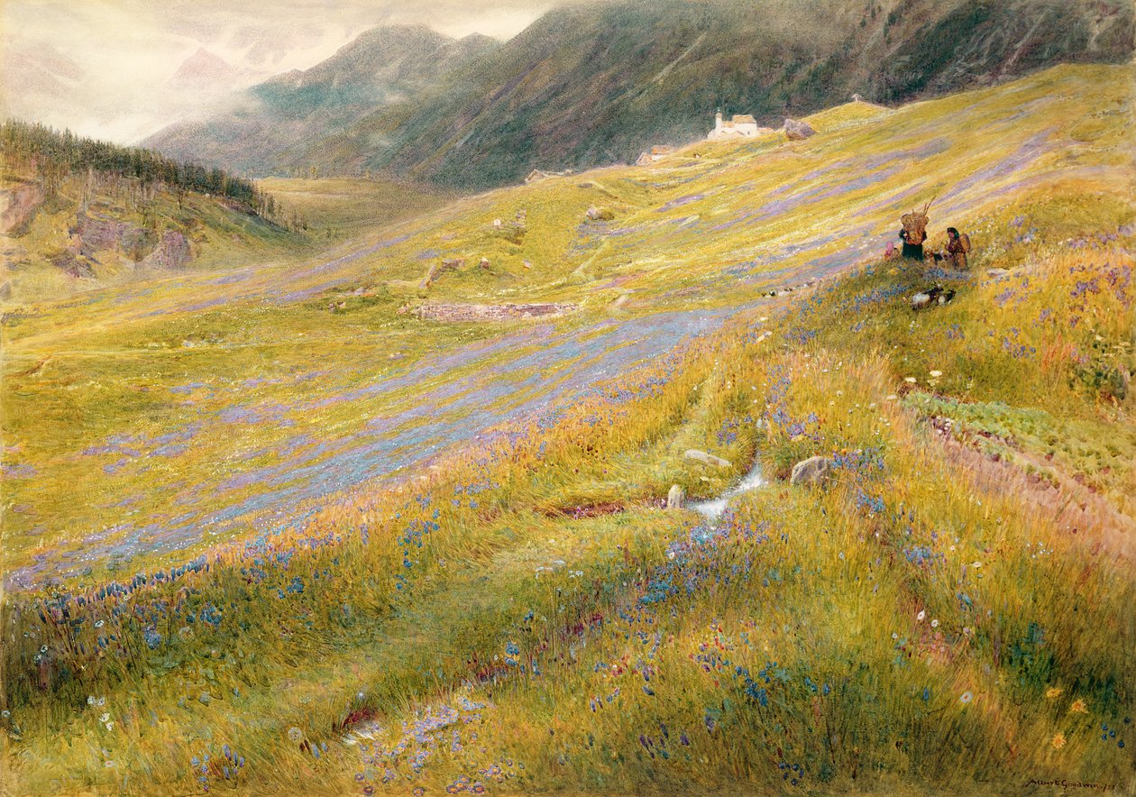Alpesi nyár, 1874 (wc, papíron testszín) alkotó: Albert Goodwin