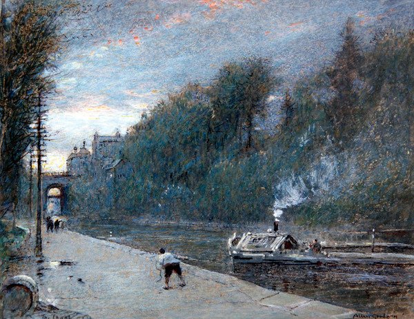 The Canal, Chichester (toll és tinta akvarellel és testfestékkel papíron) alkotó: Albert Goodwin