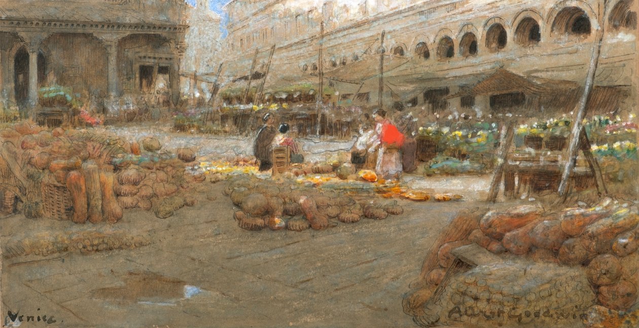 Velence (akvarell és testfesték színezett papírra) alkotó: Albert Goodwin