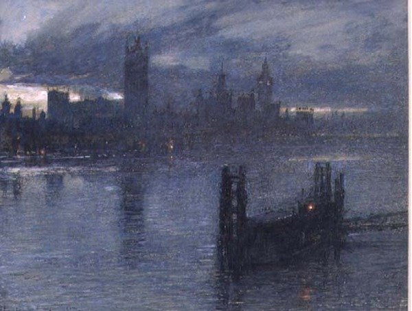 Westminster a Lambeth-hídról alkotó: Albert Goodwin