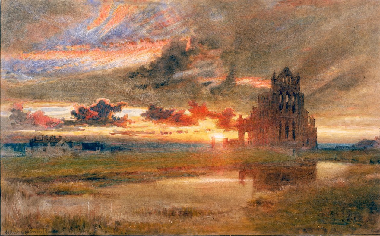 Whitby - Szent Hilda apátság (ceruza és akvarell papíron (kártyára ragasztva)) alkotó: Albert Goodwin