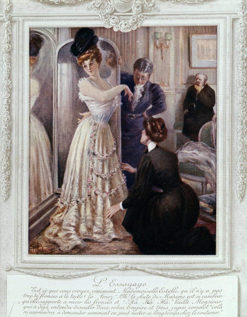 Illő jelenet a couturiernél, Albert Guillaume (1873-1942), kb. 1895 alkotó: Albert Guillaume