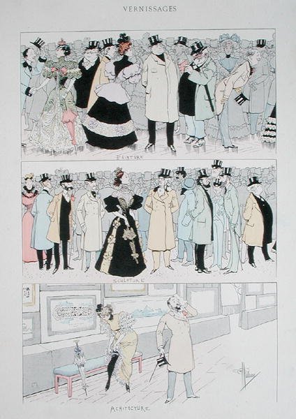 Galéria megnyitása, 1900 körül (színes litó) alkotó: Albert Guillaume