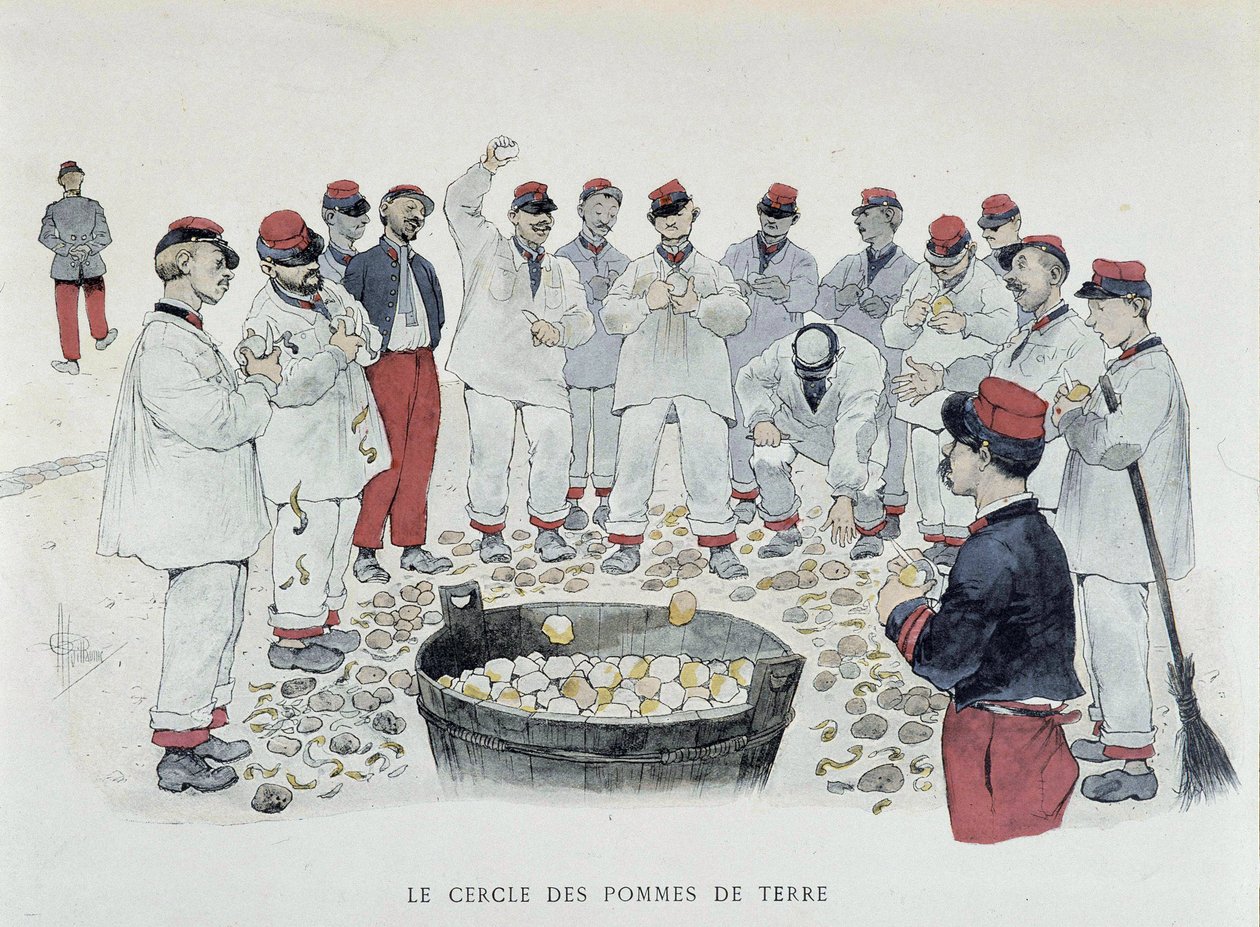 A burgonyakör (chore de pluche) - a „” Kampányaim” című részben, Guillaume, Párizs, Ed. Simonis Empis rajza alkotó: Albert Guillaume
