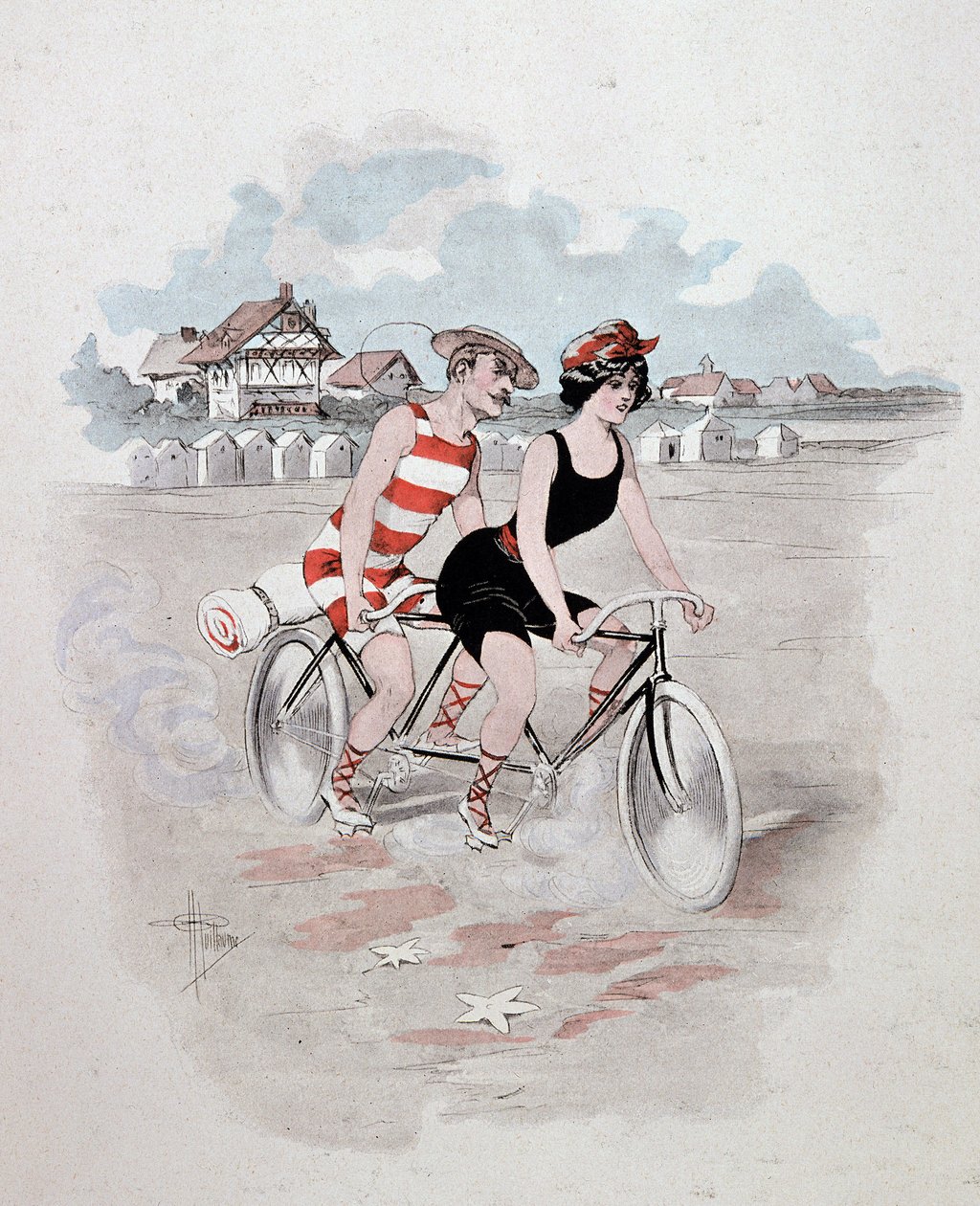 A tandem előnyei – A. Guillaume, Ed Simonis Empis „L’Etoile de mer” című művében, Párizs 1897 alkotó: Albert Guillaume