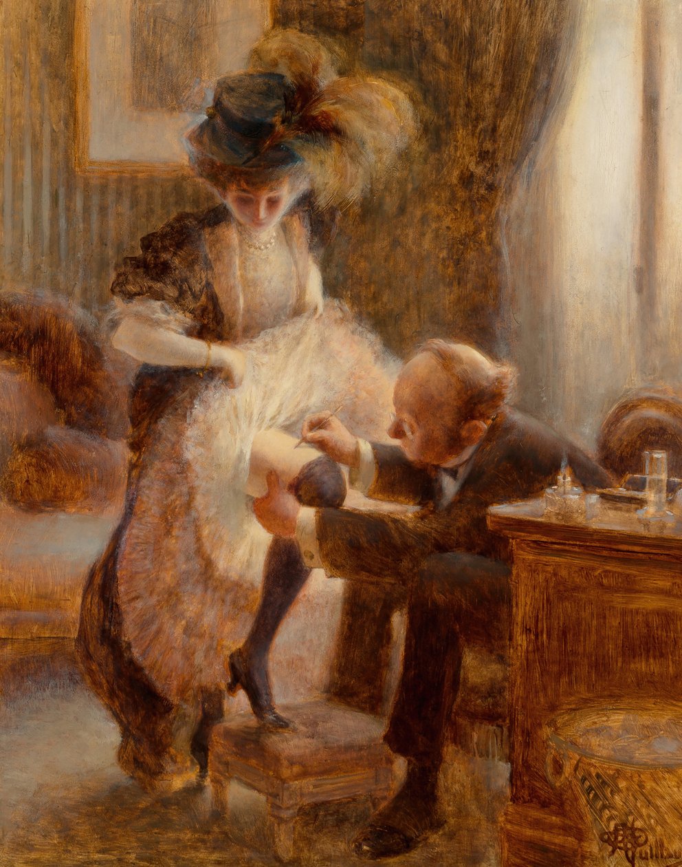 Felemeli az alsószoknyát. alkotó: Albert Guillaume