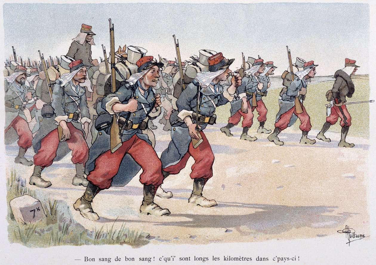 Ezred menet közben – Albert Guillaume (1873-1942) „Katonai albumában”, kb. 1900 alkotó: Albert Guillaume