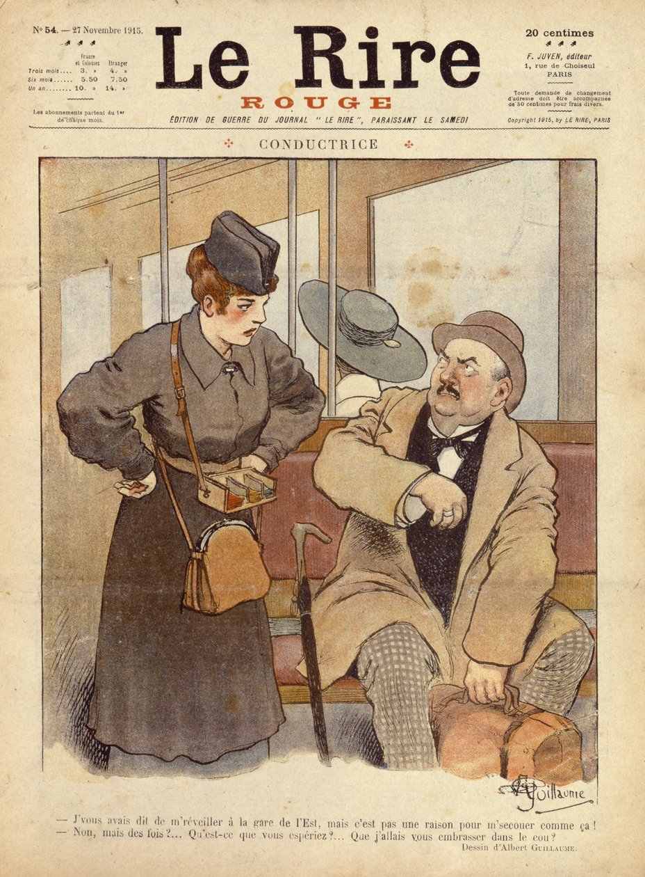 A vonatvezető, rajzfilm a Le Rire Rouge-ból, 1915. november 27. alkotó: Albert Guillaume