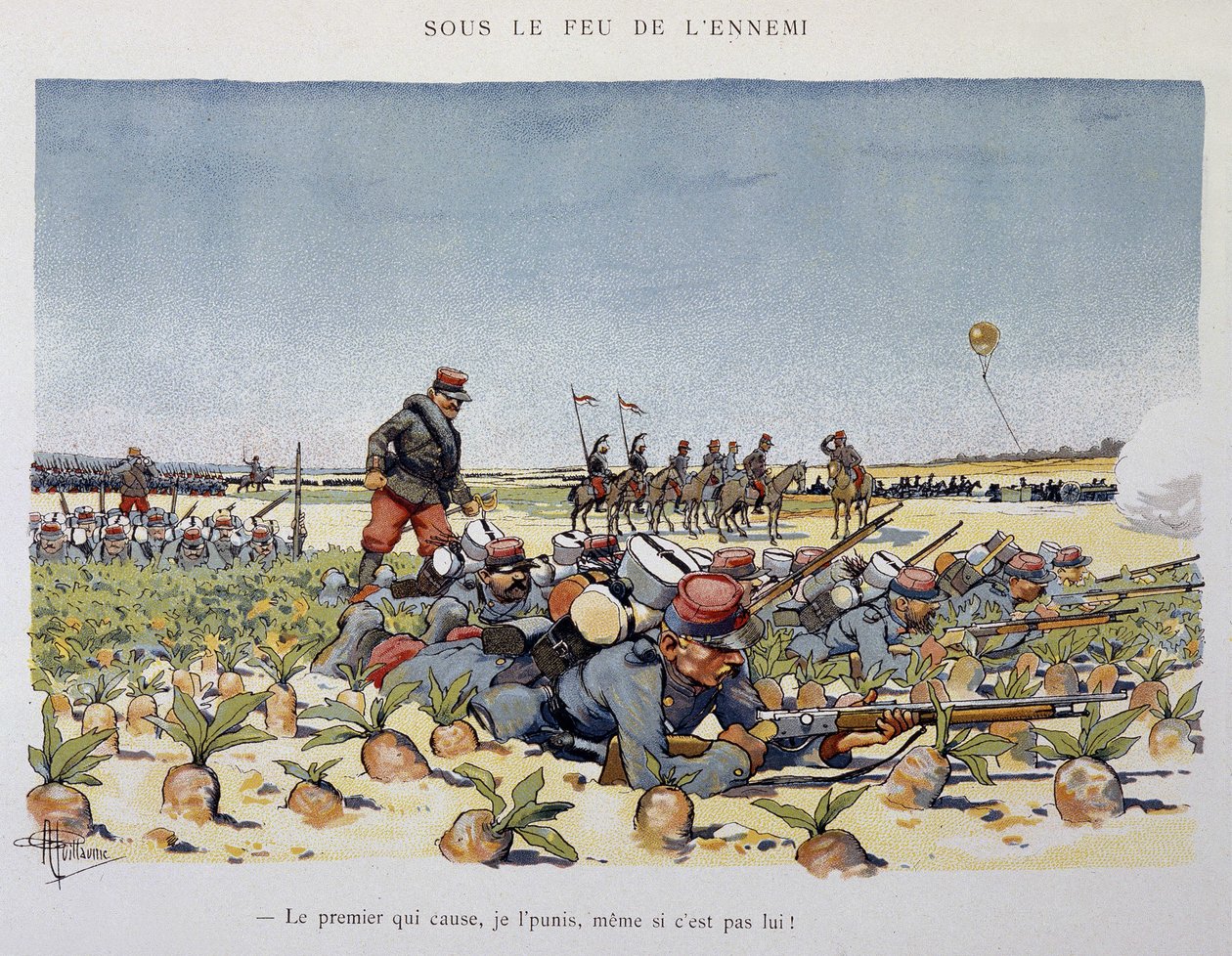 Az ellenséges tűz alatt – az Armee, A. guillaume által, 1900 körül alkotó: Albert Guillaume