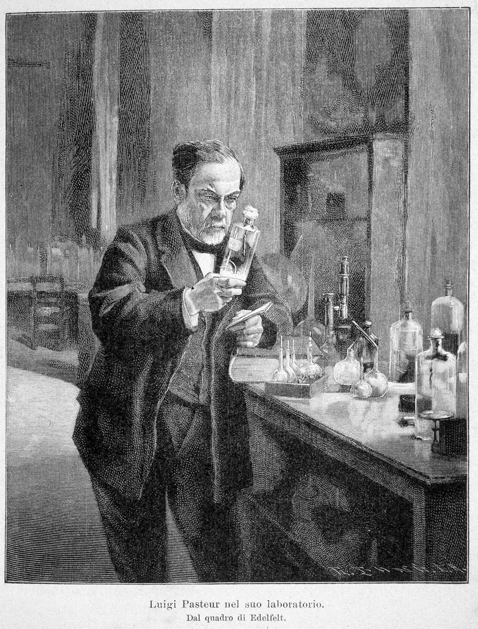 Louis Pasteur laboratóriumában az edelfelt festménye szerint alkotó: Albert Gustaf Aristides (after) Edelfelt