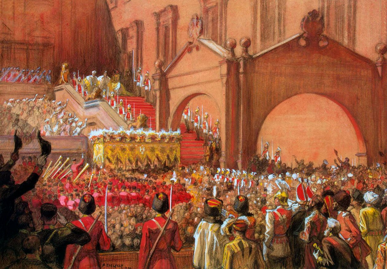II. Miklós császár a vörös verandán koronázása után, 1896. alkotó: Albert Gustaf Aristides Edelfelt