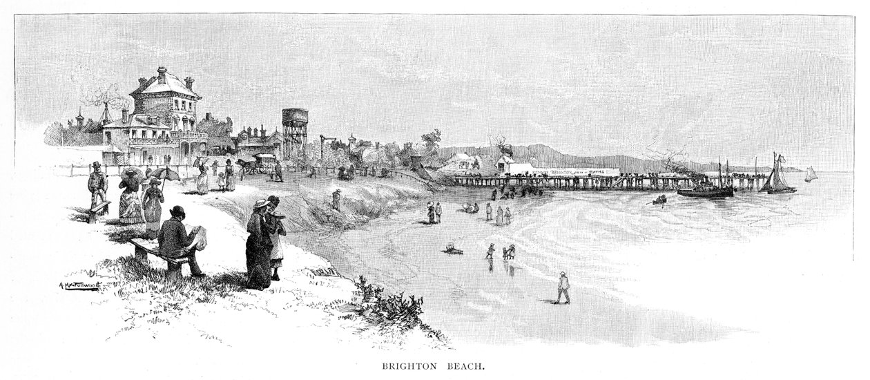 Brighton Beach, Melbourne, Victoria, Ausztrália, 1886. alkotó: Albert Henry Fullwood