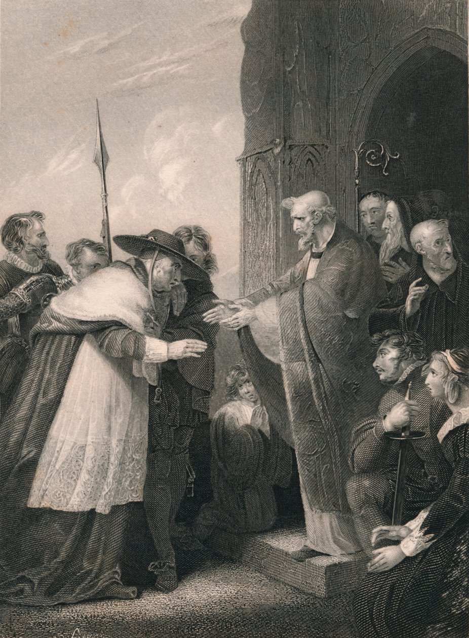 Wolsey bíboros belép a Leicesteri apátságba, 1530, 19. század közepe. alkotó: Albert Henry Payne