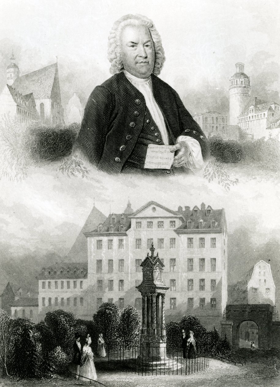 Johann Sebastian Bach (1685-1750) portréja és emlékműve alkotó: Albert Henry Payne