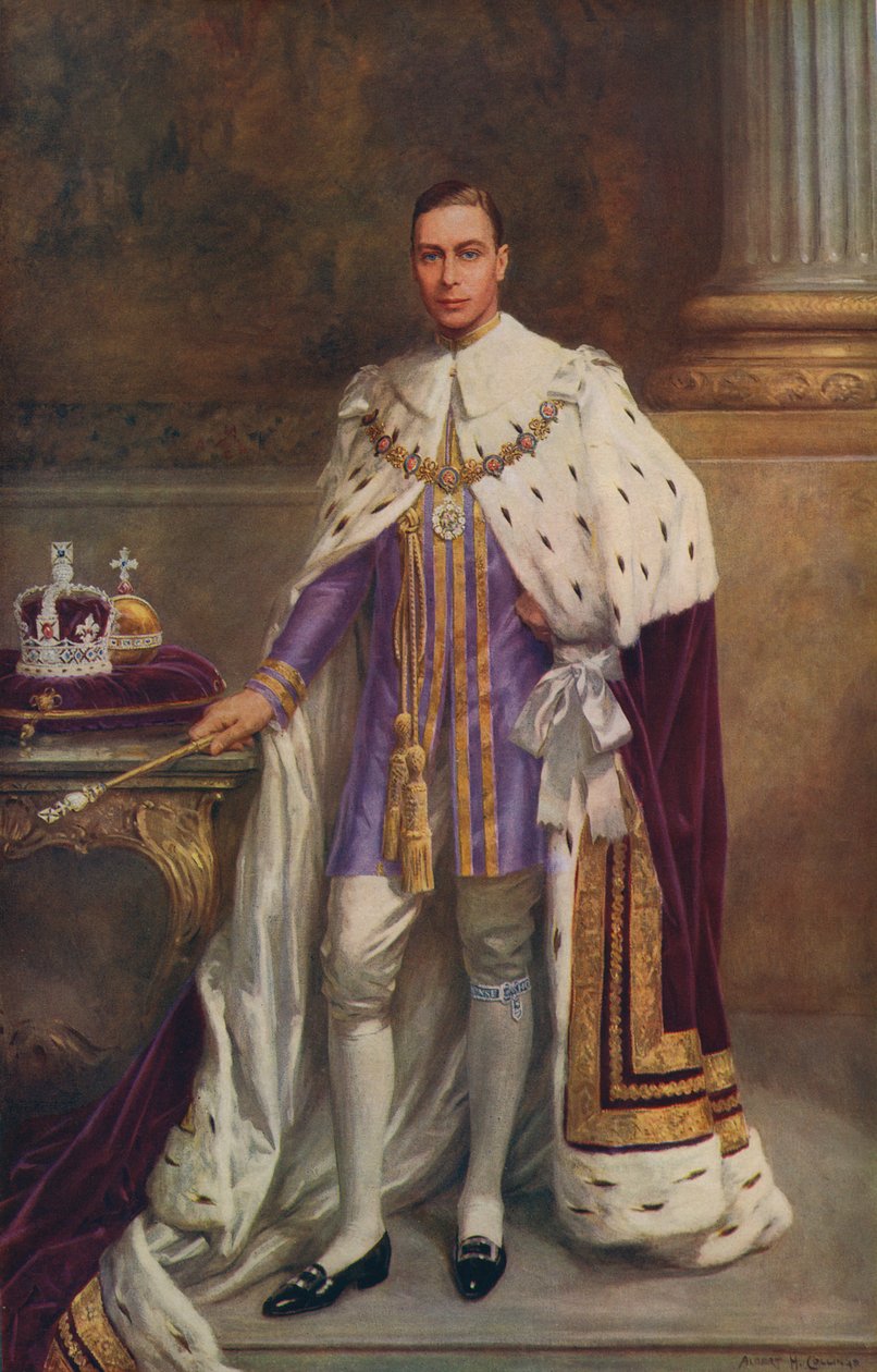 VI. György király koronázási palástban 1936-ban alkotó: Albert Henry after Collings