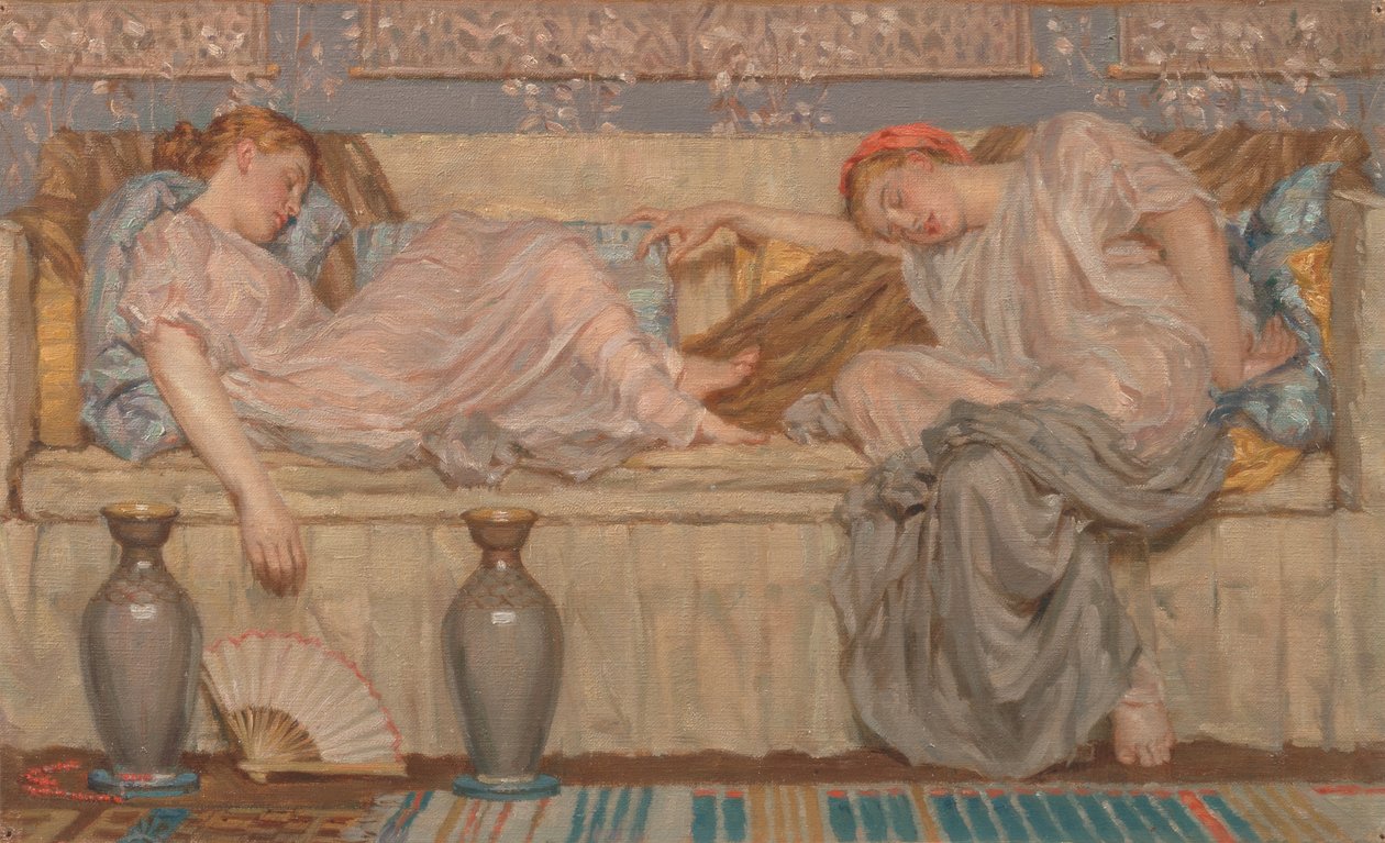 Gyöngyös tanulmány, Két nő a kanapén, 1875, kb. 1875. alkotó: Albert Joseph Moore