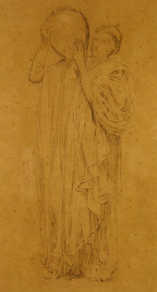 Lány kancsóval, 1867 körül (fekete-fehér kréta barna papíron) alkotó: Albert Joseph Moore