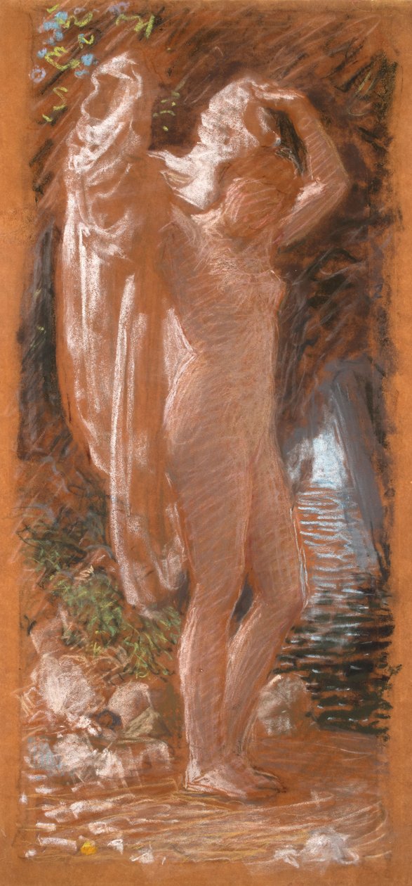 Tanulmány az „A fürdőzőnek”, 1891 körül (színes kréták súrolópapíron) alkotó: Albert Joseph Moore