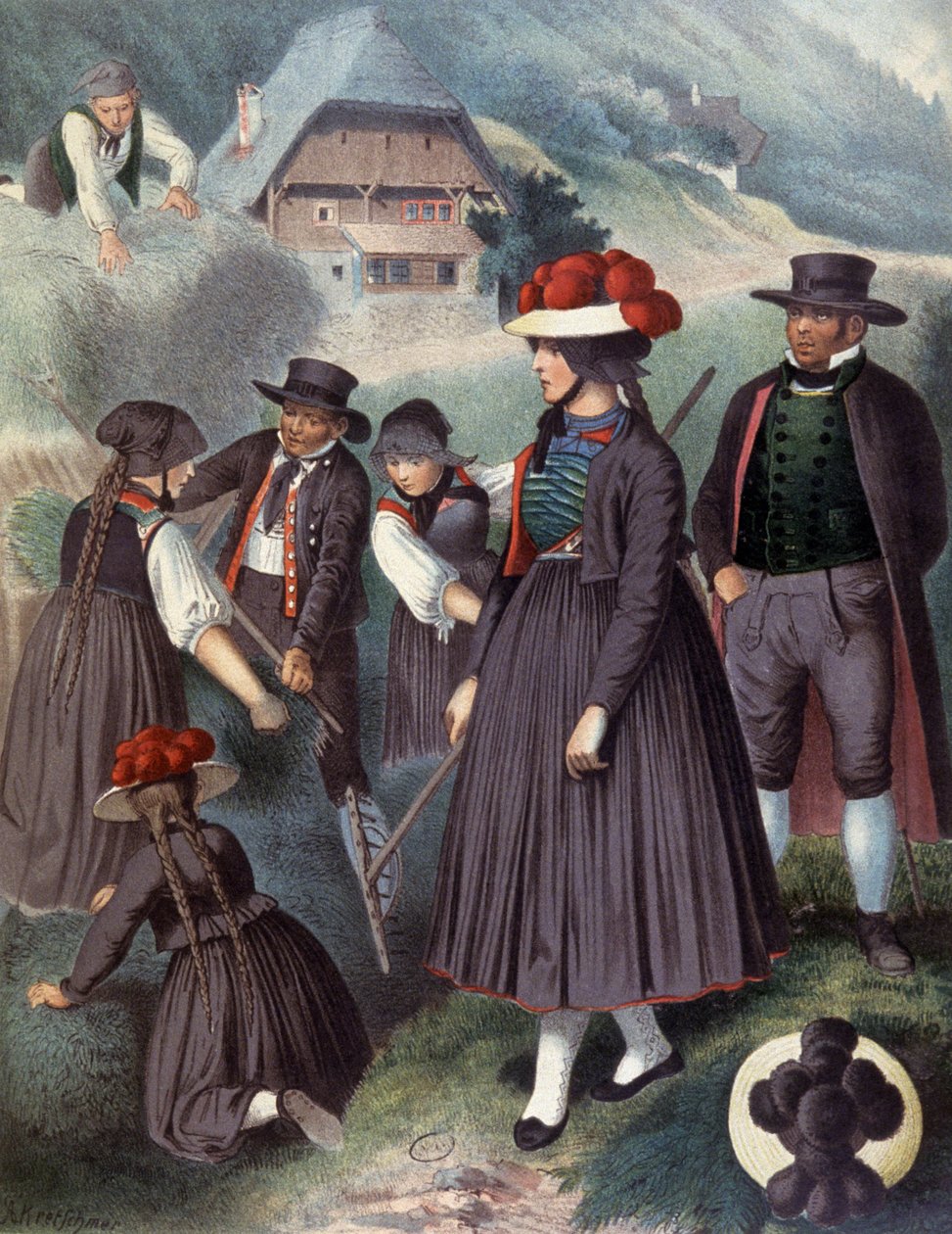 Parasztok Baden környékén, 1860 körül (metszet) alkotó: Albert Kretschmer
