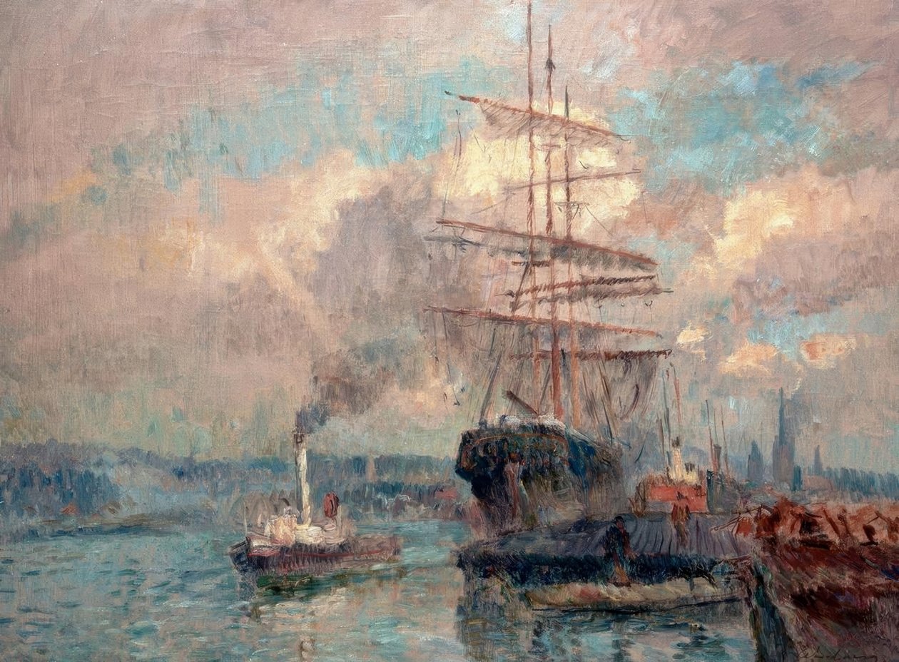 Rouen kikötőjében alkotó: Albert Lebourg