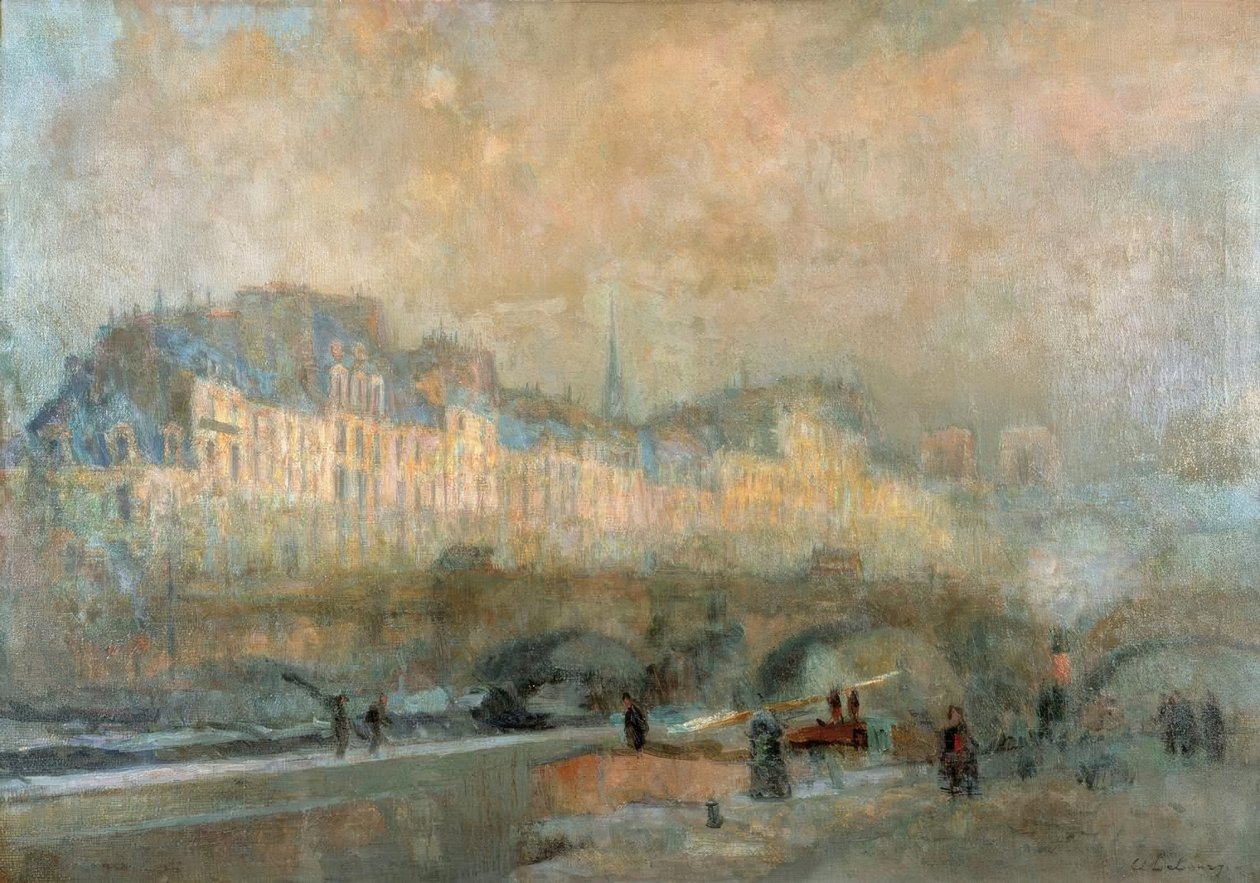 Párizs, a La Monnaie-i zár; Téli nap, vagy kilátás a Pont Neuf-ra alkotó: Albert Lebourg