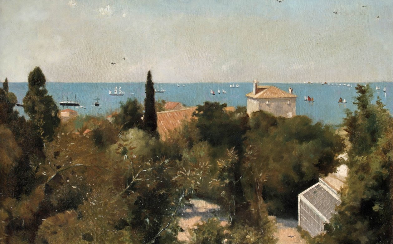 Kilátás a tengerpartra, Trieszt, 1889 körül alkotó: Albert Letchford