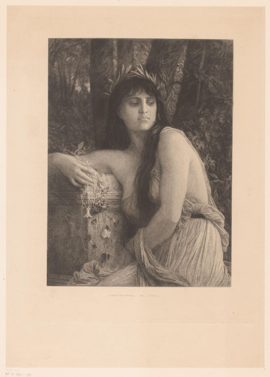 Babérkoszorús nő, esetleg múzsa alkotó: Albert Ludovic Paul Emile Antony Duvivier